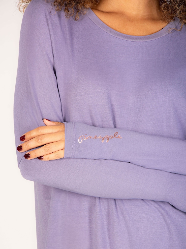 Pineapple Purple Womens Script Long Sleeves Top - Image 5 of 6