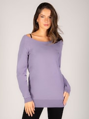 Pineapple Purple Womens Off Shoulder Longline Sweatshirt - Image 1 of 8