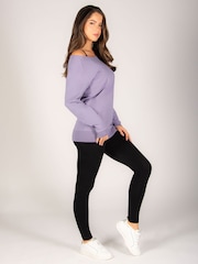 Pineapple Purple Womens Off Shoulder Longline Sweatshirt - Image 2 of 8