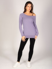 Pineapple Purple Womens Off Shoulder Longline Sweatshirt - Image 3 of 8