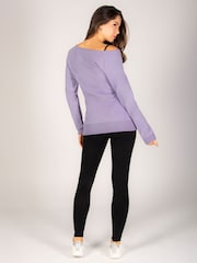 Pineapple Purple Womens Off Shoulder Longline Sweatshirt - Image 5 of 8
