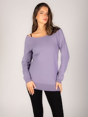 Pineapple Purple Womens Off Shoulder Longline Sweatshirt - Image 6 of 8