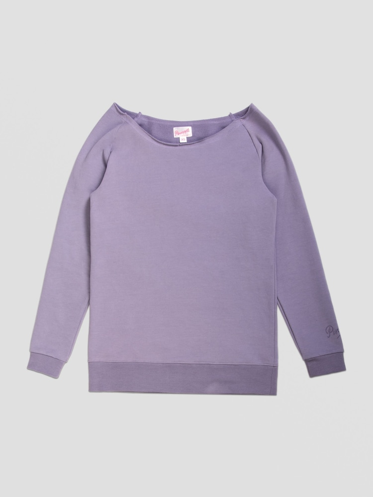 Pineapple Purple Womens Off Shoulder Longline Sweatshirt - Image 7 of 8