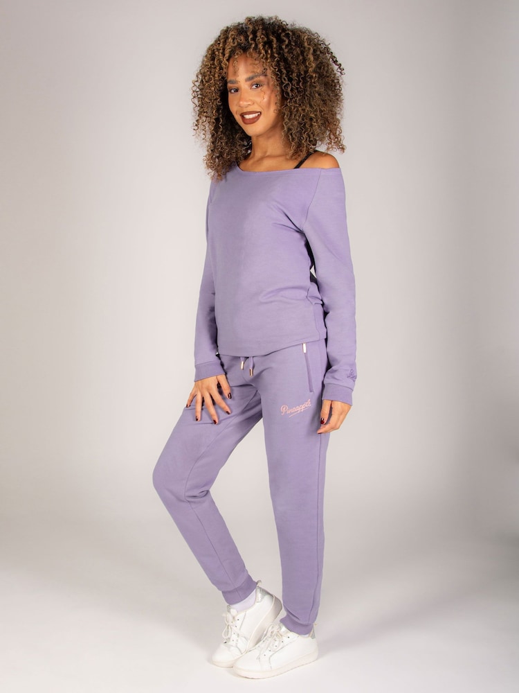 Paars - Skinny joggingbroek met ananasprint en rits - Image 4 of 8