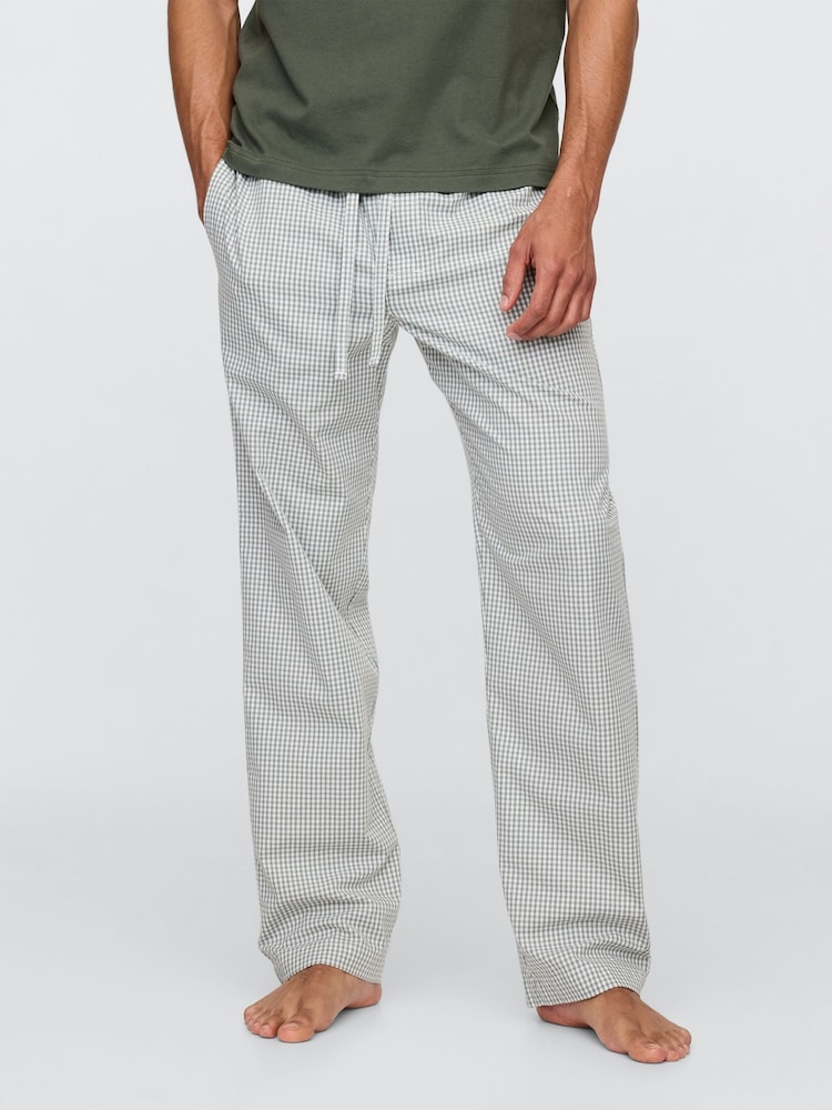 Gap Green Check Cotton Poplin Pyjama Bottoms - Image 1 of 4