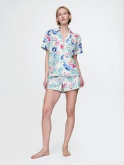 Wit/blauw gebloemd - Gap katoenen poplin pyjamabroek - Image 1 of 4
