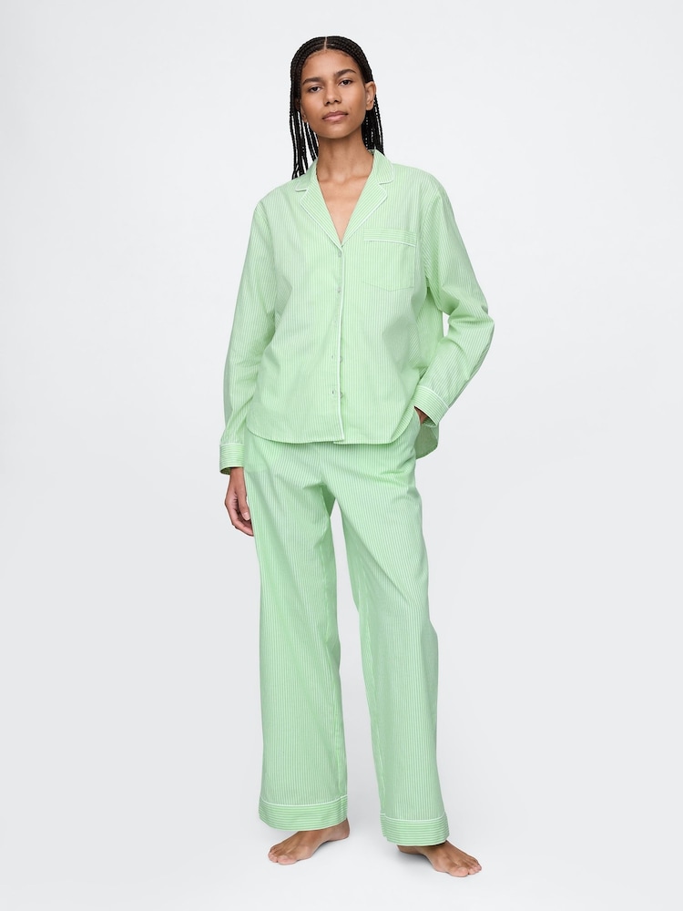 Gap Green Stripe Trouser Cotton Poplin Pyjama Bottoms - Image 1 of 4