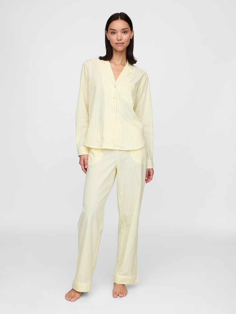 Geel gestreept - Gap katoenen poplin pyjamabroek - Image 1 of 4
