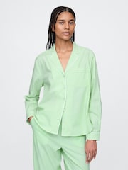 Groengestreept - Gap poplin pyjamashirt - Image 1 of 4