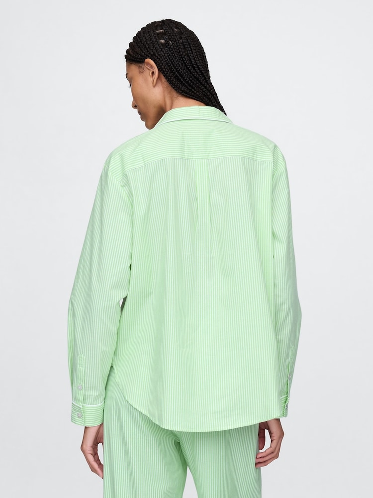 Groengestreept - Gap poplin pyjamashirt - Image 2 of 4
