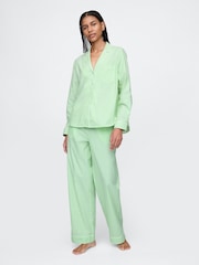 Groengestreept - Gap poplin pyjamashirt - Image 3 of 4