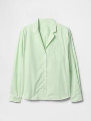 Groengestreept - Gap poplin pyjamashirt - Image 4 of 4