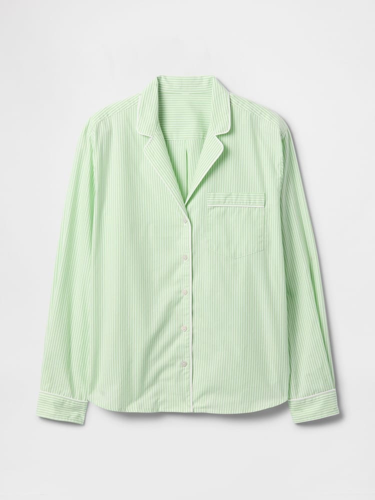 Groengestreept - Gap poplin pyjamashirt - Image 4 of 4