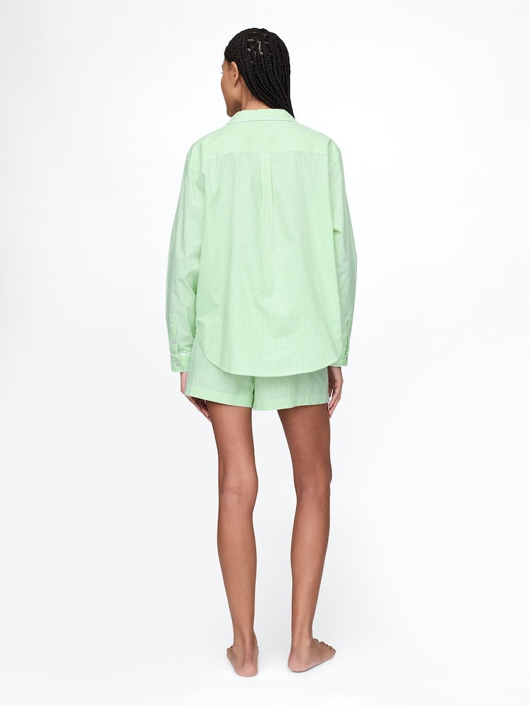 Gap Green Stripe Short Cotton Poplin Pyjama Bottoms - Image 2 of 4 Gap Green Stripe Short Cotton Poplin Pyjama Bottoms - Image 2 of 4