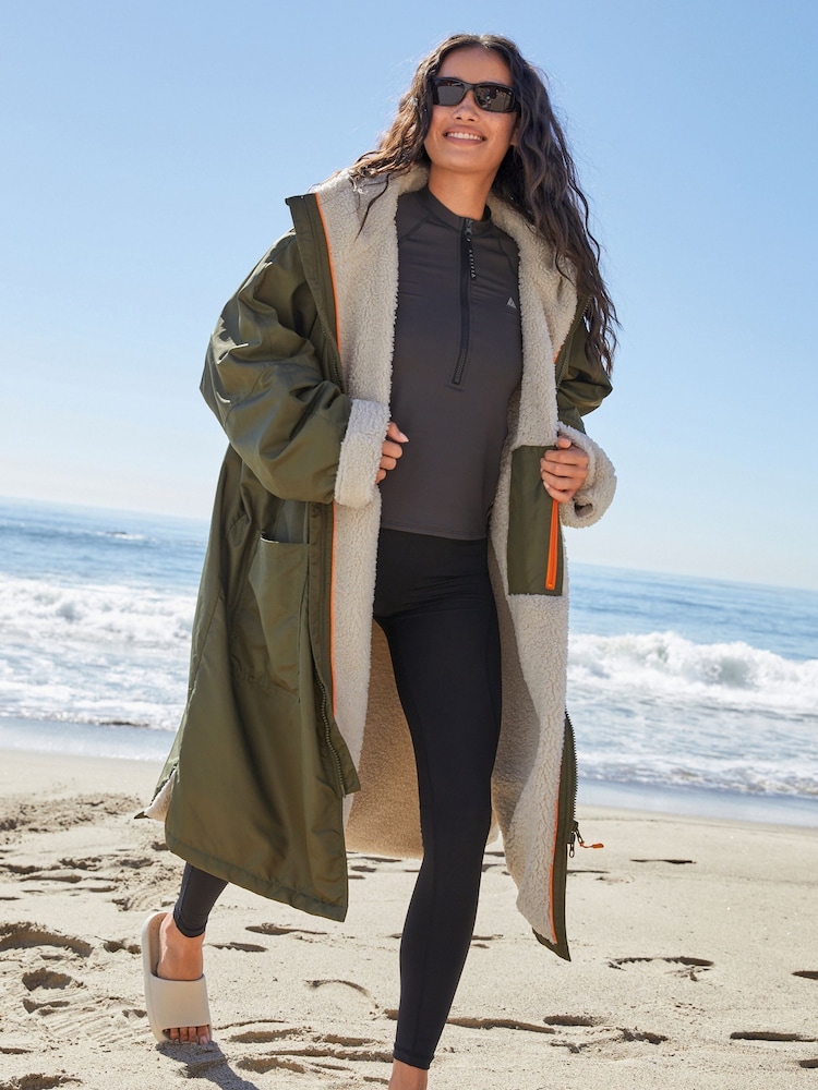 Khaki Green Active Swim Changing Robe - Image 1 of 6 Khaki Green Active Swim Changing Robe - Image 1 of 6