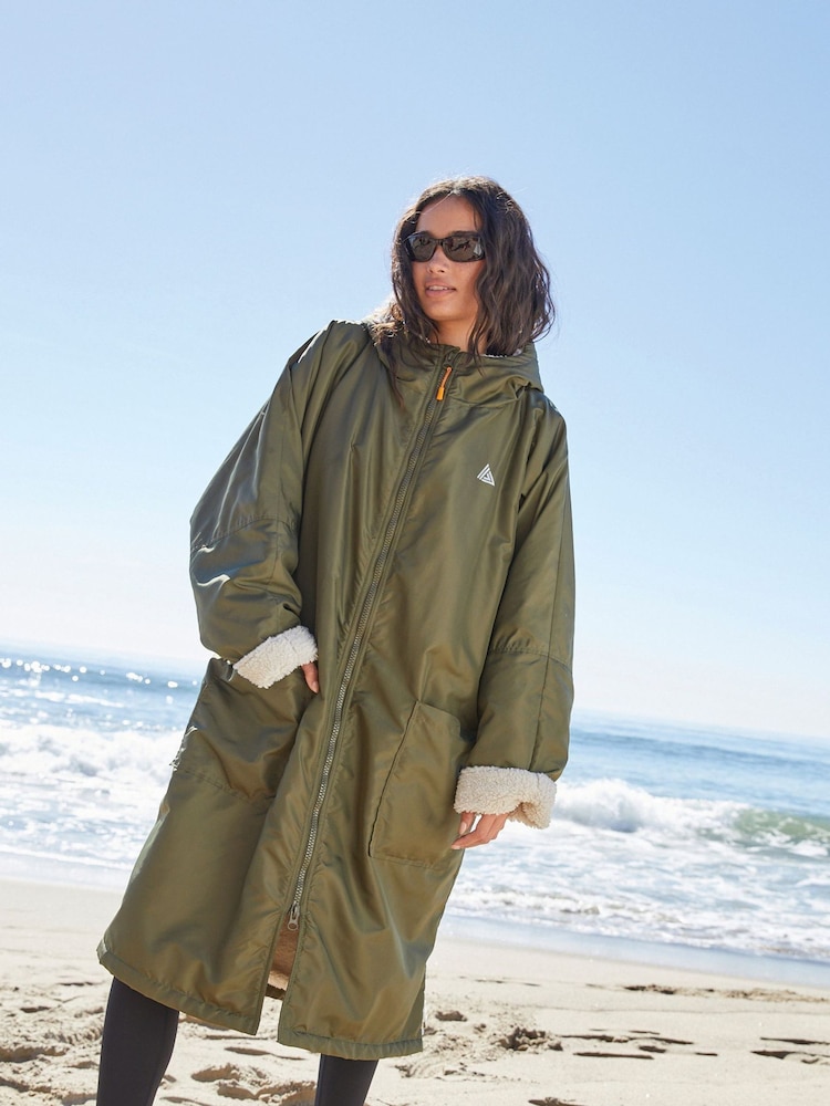 Khaki Green Active Swim Changing Robe - Image 2 of 6 Khaki Green Active Swim Changing Robe - Image 2 of 6