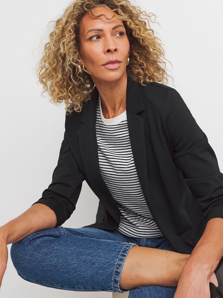JD Williams Black Ponte Edge To Edge Blazer - Image 1 of 3