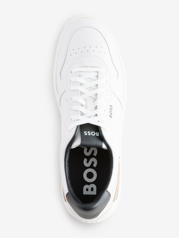 BOSS White Clint Stripe Detail Logo Trainers - Image 1 of 5