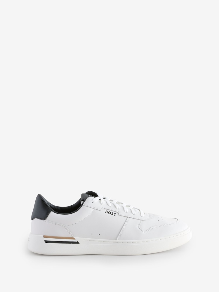 BOSS White Clint Stripe Detail Logo Trainers - Image 2 of 5