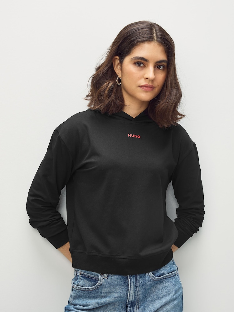 HUGO Black Logo Jersey Hoodie - Image 1 of 4 HUGO Black Logo Jersey Hoodie - Image 1 of 4