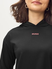 HUGO Black Logo Jersey Hoodie - Image 3 of 4