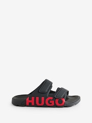 HUGO Black Logo Sandals - Image 1 of 4