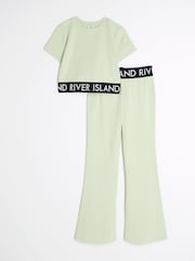 River Island Green Girls Waistband Top and Kickflare Set - Image 1 of 5