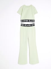 River Island Green Girls Waistband Top and Kickflare Set - Image 2 of 5