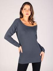 Pineapple Grey Womens Off Shoulder Longline Sweatshirt - Image 1 of 6