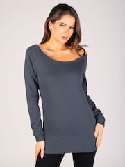 Pineapple Grey Womens Off Shoulder Longline Sweatshirt - Image 2 of 6