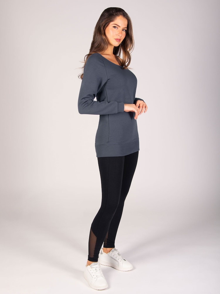 Pineapple Grey Womens Off Shoulder Longline Sweatshirt - Image 5 of 6