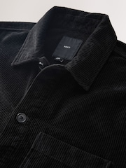 Black Single pocket Corduroy Shacket Overshirt - Image 7 of 8