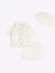 River Island Cream Baby Boys 100% Cotton Cheesecloth Shirt Set - Image 1 of 5