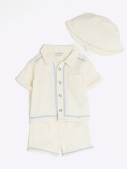 River Island Cream Baby Boys 100% Cotton Cheesecloth Shirt Set - Image 2 of 5