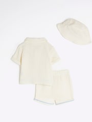 River Island Cream Baby Boys 100% Cotton Cheesecloth Shirt Set - Image 3 of 5