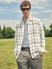Ecru Check Twill Shacket - Image 1 of 13