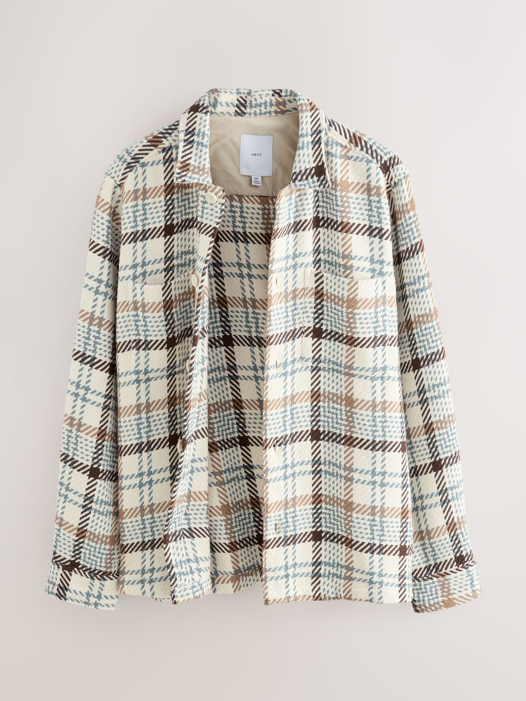 Buy Ecru Check Twill Shacket from the Next UK online shop