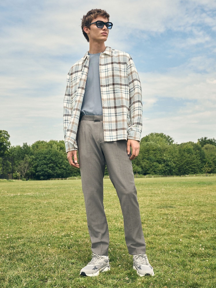 Ecru Check Twill Shacket - Image 2 of 13