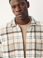 Ecru Check Twill Shacket - Image 9 of 13