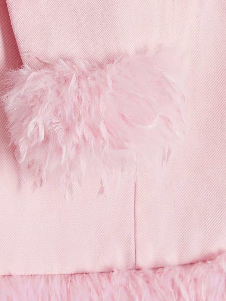 River Island Pink Girls Feather Denim Jacket Set - Image 5 of 5