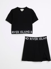 River Island Black Girls Waistband Top and Skort Set - Image 1 of 5