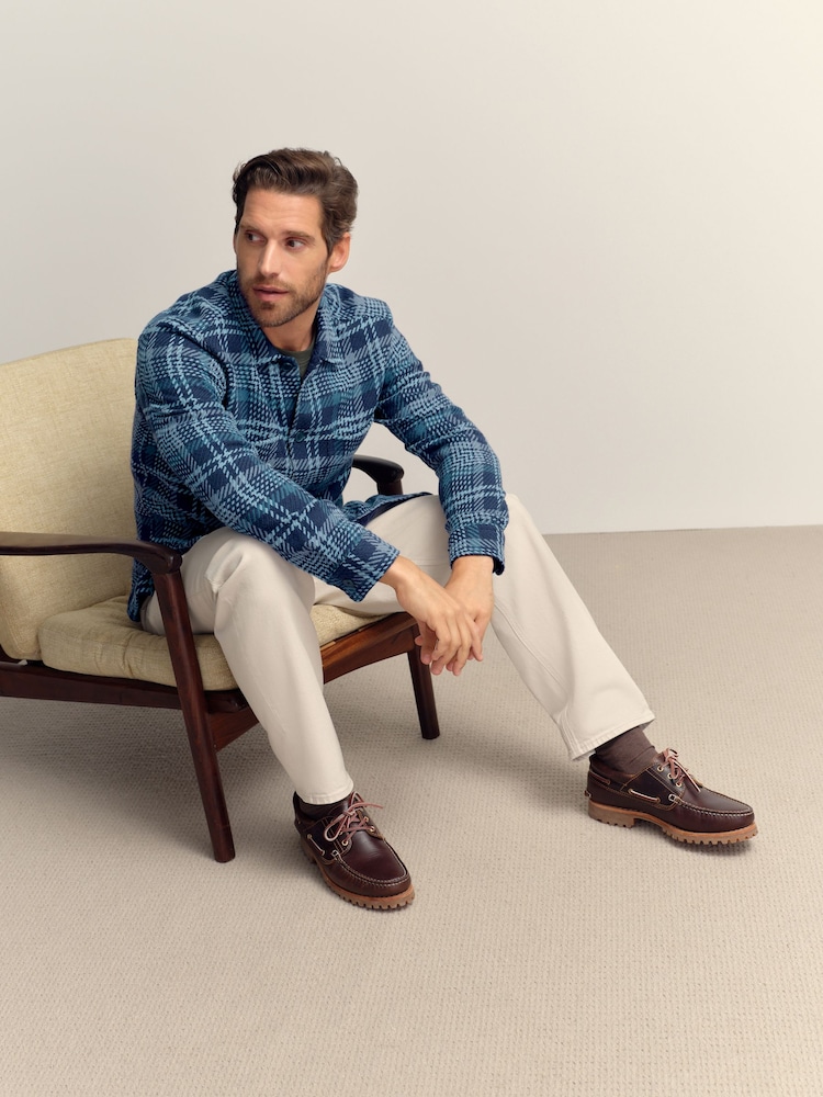 Navy Blue Check Twill Shacket - Image 2 of 9 Navy Blue Check Twill Shacket - Image 2 of 9