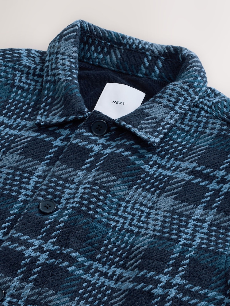 Navy Blue Check Twill Shacket - Image 9 of 9 Navy Blue Check Twill Shacket - Image 9 of 9