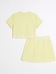River Island Buttermilk Yellow Girls Waistband Top and Skort Set - Image 2 of 5