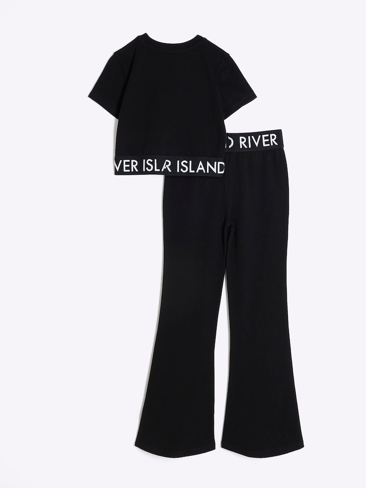 River Island Black Girls Waistband Top and Kickflare Set - Image 2 of 5