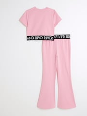 River Island Pink Girls Waistband Top and Kickflare Set - Image 3 of 5