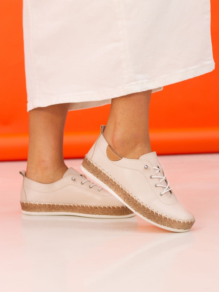 Lunar Evie Cream Lea. Plimsoll Shoes - Image 1 of 9