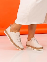 Lunar Evie Cream Lea. Plimsoll Shoes - Image 2 of 9