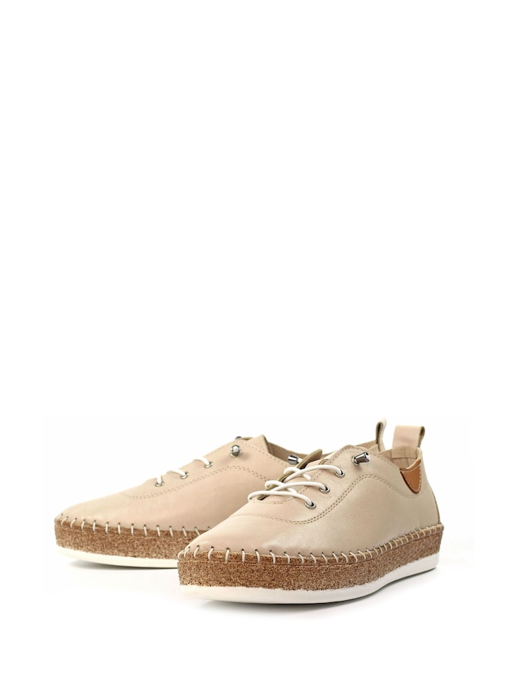Lunar Evie Cream Lea. Plimsoll Shoes - Image 7 of 9