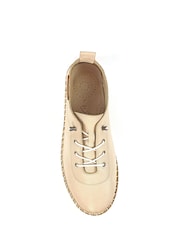 Lunar Evie Cream Lea. Plimsoll Shoes - Image 8 of 9